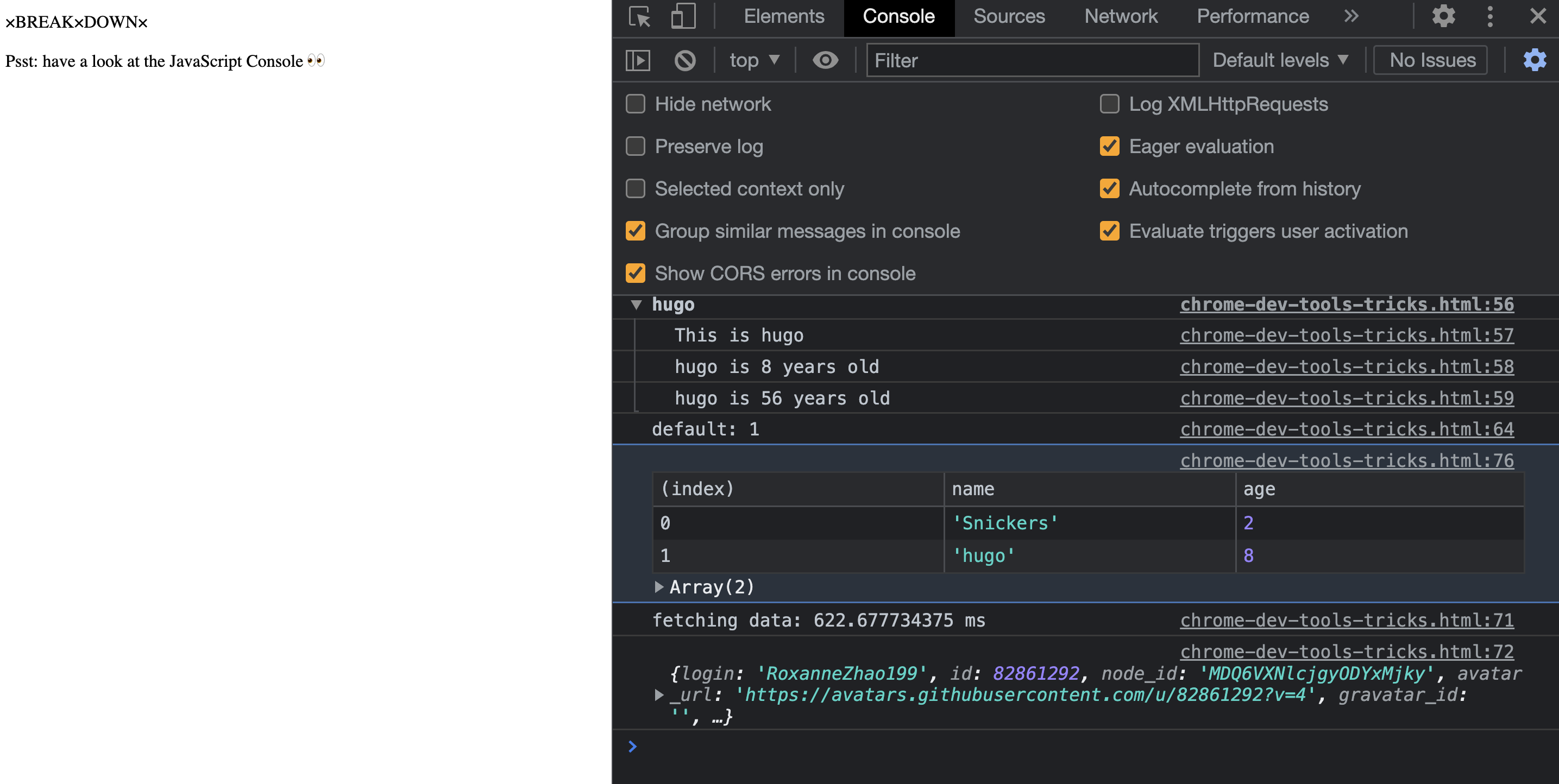 Chrome dev tools tricks